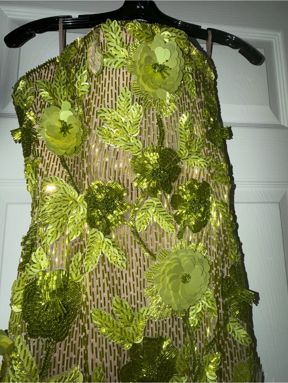 Rachel Gilbert Lime Green Strapless Sequin Floral Gown - Picture 8 of 11